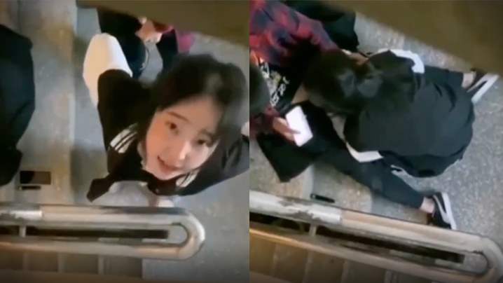 偷拍极品学生妹!楼梯间狂操高中情侣激情内射